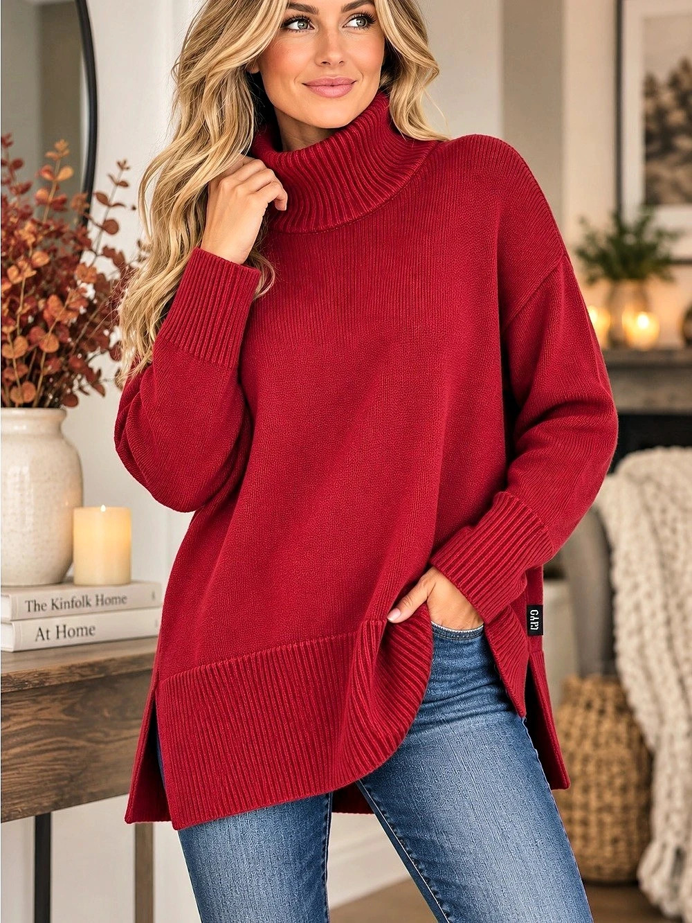 Gap Cotton Turtleneck Sweater Red XL Like New